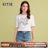 愛(ài)特愛(ài)（EITIE）簡(jiǎn)約logo印花短袖T恤女2025秋季新款寬松顯瘦圓領(lǐng)上衣7702404 極光白10 L (165)