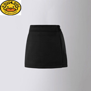 G.DUCKKIDS小黃鴨2025女童紅格毛呢裙韓版高腰洋氣半身裙 2382黑色純色毛呢【包臀裙[星空尼 100 cm