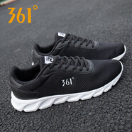 361°°男鞋運動(dòng)鞋子男士夏季網(wǎng)面透氣休閑鞋跑步鞋男網(wǎng)鞋 烏黑色/361度白2266 42 【官方 現貨速發(fā)】