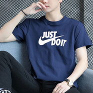 耐克（NIKE）淺藍色短袖男子運動(dòng)T恤夏季新款休閑上衣五分袖 藏藍AR5007-410  透氣 2XL 180-190斤