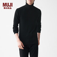 無(wú)印良品 MUJI 男式  羅紋 可水洗 高領(lǐng)毛衣 長(cháng)袖針織衫男裝 AAC01A1A 黑色 XL