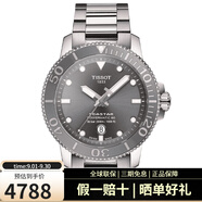 天梭（TISSOT）瑞士手表聯(lián)保海星系列自動機(jī)械男士腕表潛水運(yùn)動腕表300米運(yùn)動表 T120.407.11.081.01灰盤鋼帶