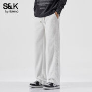 班尼路S&K系列潮牌簡(jiǎn)約直筒衛褲男士秋季新款寬松百搭垂感休閑褲 白色 L