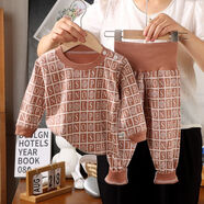 錦天豪客秋冬款寶寶棉內衣兒童秋衣秋褲嬰幼兒秋季衣服嬰兒棉分體套裝 褐調方語(yǔ) 66