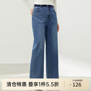 纖莉秀【簡約通勤顯瘦直筒法棍牛仔褲】大碼女裝胖mm2025秋裝新款0382 牛仔藍 XL XL