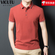 威可多（VICUTU）夏季新款男裝休閑T恤翻領(lǐng)中年男裝薄款棉質(zhì)短袖T恤衫 焦糖 焦糖 2XL 54/185/