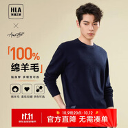 HLA海瀾之家【品牌專供】長(zhǎng)袖針織衫男輕商務(wù)圓領(lǐng)純羊毛保暖毛衣
