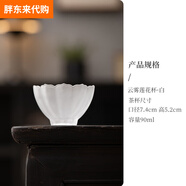 胖東來(lái)耐熱水晶玻璃主人杯蓮花杯粉色品茗杯中式小茶杯 云霧蓮花杯_白 90ml