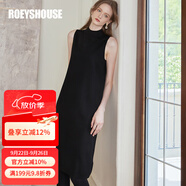 ROEYSHOUSE羅衣氣質(zhì)高領(lǐng)無袖毛衣連衣裙秋冬新款純色綿羊毛針織裙08870 黑色 M
