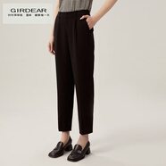 哥弟（GIRDEAR）女裝松緊腰休閑煙管九分奶奶正裝西褲女1100455 黑 2XL (6碼)