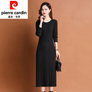 皮爾卡丹（pierre cardin）半高領(lǐng)中長(cháng)款純羊毛毛衣連衣裙羊毛呢打底衫2025春秋針織內搭女針 黑色 L 建議106-115斤