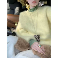 韻薇緹奶黃色浣熊絨毛衣女秋冬冬季高級感毛茸茸軟糯奶fufu針織衫上衣厚 黃色毛衣 XXS S推薦85-95斤