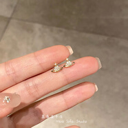 迷你鋯鑲嵌小土星耳環(huán)為婦女的風格，緊湊，精致和高端，新行星耳 金色小土星耳釘(S925銀針)