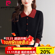 皮爾卡丹（pierre cardin）中年媽媽秋冬加厚毛衣女寬松加大碼遮肚顯瘦洋氣針織打底衫羊毛衫 黑色 M 92-107斤