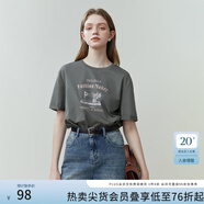 范思藍(lán)恩夏季縫紉機(jī)印花短袖t恤女春夏新款韓版寬松短袖上衣女T恤 煙灰色 S