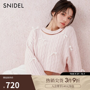 SNIDEL秋冬甜美淑女鏤空蝴蝶結毛針織衫上衣SWNT244309 粉色 均碼 （F）