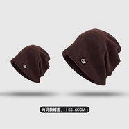 目丸冷帽高級感金屬小標女士2025新款寬松保暖針織小眾設計包頭堆堆帽 4#棕色