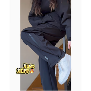 森馬（Semir）美式戶(hù)外加厚加絨沖鋒褲女春秋三防工裝褲子休閑運動(dòng)登山滑雪褲 黑色 薄絨 加絨 M 90-120斤