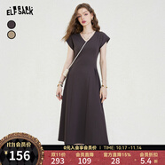 妖精的口袋v領(lǐng)新中式連衣裙女2024夏新款收腰顯瘦設(shè)計(jì)感氣質(zhì)長(zhǎng)裙 百搭深灰色 M