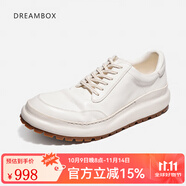 dreambox鈞博老爹鞋vibram防滑耐磨厚底增高男士高檔馬皮休閑皮鞋 白色 43