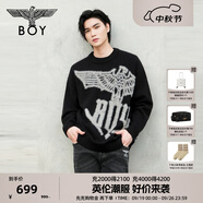 BOY LONDON【水墨之影】情侶圓領(lǐng)套頭毛衣大logo潮牌針織衫N60002 黑色 XL