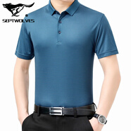 七匹狼（SEPTWOLVES）高端桑蠶絲男士短袖T恤夏季中年爸爸翻領(lǐng)商務(wù)薄款透氣真絲POLO衫 H22-9253綠色 3XL 190/130