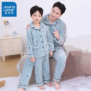 真維斯（Jeanswest）兒童睡衣親子裝加絨款2026保暖鎖溫厚款家居服柔軟親膚舒適童裝 親膚柔軟保暖【豎條男款小魚(yú)】 170 (M)