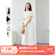 梵希蔓簡(jiǎn)約通勤黑色短袖連衣裙女2025年夏季新款收腰顯瘦小黑裙子 M6986 白色 S
