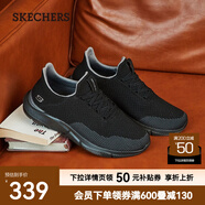 斯凱奇（Skechers）男鞋夏季百搭休閑鞋運動(dòng)鞋一腳蹬減震舒適透氣網(wǎng)面鞋 全黑色/65867-BBK 41.5