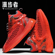 漫步者男鞋25秋冬季新款百搭國風(fēng)休閑加絨保暖棉鞋運動(dòng)跑步椰子鞋國潮鞋 紅色 40