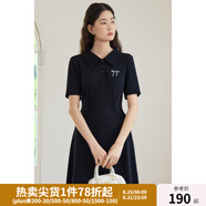 獨束大碼女裝學(xué)院風(fēng)時(shí)尚減齡連衣裙微胖MM夏日休閑隨性顯瘦POLO裙 優(yōu)雅黑 L (尺碼：2)
