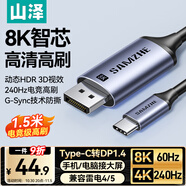 山澤Type-C轉DP1.4線雷電4/5轉換器USB-C轉接頭8K60/4K240Hz投屏手機蘋果16筆記本電腦外接顯示器1.5米