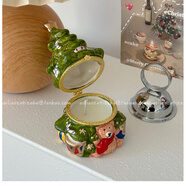 意牌創(chuàng  )意可愛(ài)的陶瓷首飾盒圣誕樹(shù)熊芳香療法存儲裝飾桌面飾品生日禮物 綠色圣誕樹(shù)香薰(白茶味 送火柴