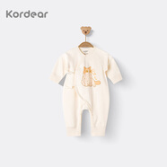 Kordear孕媽有禮-新客39.9元 新生兒嬰兒衣服春秋季男女寶寶連體衣和尚服 米黃_貓咪 52cm