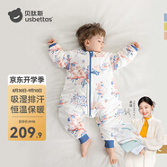 貝肽斯睡袋嬰兒春秋季兒童分腿保暖防驚跳睡衣新生兒寶寶恒溫睡袋防踢被 兔語秋冬中厚-感溫(10-20℃） XL碼 100-120cm(建議3.5-5.5歲）