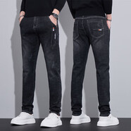 L利郎春秋款牛仔褲男士修身直筒潮牌男褲2025新款百搭休閑長(zhǎng)褲子男 黑色 28