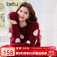百圖betu女裝2025春季新款毛衣圓領(lǐng)寬松時尚大波點(diǎn)套頭毛衫女2501T02 紅色 M