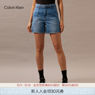 Calvin KleinJeans春夏女士棉亞麻復古性感系帶ck高腰闊腿牛仔短褲J223958 1A4-牛仔淺藍 25