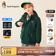 暇步士（Hush Puppies）童裝兒童厚風衣冬季新款男女大童純色搖粒絨外套時尚厚風衣 叢林綠 160 cm