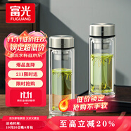 富光玻璃杯雙層帶茶隔大容量水杯 高檔商務(wù)泡茶杯 高硼硅杯子500ml