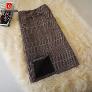 皮爾卡丹（pierre cardin）毛呢半身裙包臀女秋冬款新款格子高腰包臀中長(cháng)裙一步裙女潮流款 1號中長(cháng)毛呢  紅條卡 M