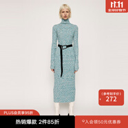 moussy&sly冬季新品歐美風(fēng)修身高領(lǐng)包臀針織連衣裙女030FAY73-5530 混合藍(lán)色117 均碼
