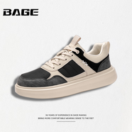 八哥BAGE品牌男鞋2025秋冬新款百搭防滑低幫軟底運動(dòng)鞋時(shí)尚復古板鞋男 白色 43