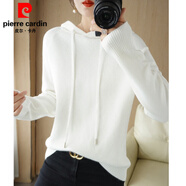 皮爾卡丹（pierre cardin）連帽衛(wèi)衣女春秋2025新款帽衫打底衫內(nèi)搭針織衫休閑大d碼帶帽毛衣 白色 2XL