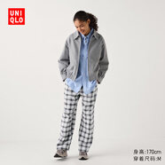 優(yōu)衣庫女裝法蘭絨松緊長(cháng)褲/全棉薄款直筒格子休閑褲471550 470665 470665/01乳白色 XS