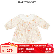 happyology英國兒童春秋花邊翻領(lǐng)裙子印花女童針織長袖連衣裙 歡樂小森林 98 (98cm)