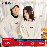 FILA 斐樂女裝衛(wèi)衣男女同款套頭衛(wèi)衣秋冬情侶款休閑加絨保暖長袖上衣 奶鹽白-IV XL 180/100A/XL