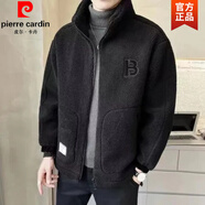 皮爾卡丹（pierre cardin）歐洲站羊羔毛外套男秋冬季新款棉服男裝顆粒絨棉衣加厚潮牌針織 升級黑色 3XL 建議150-165斤