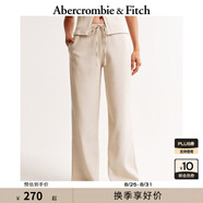 ABERCROMBIE & FITCH女裝24春秋款辣妹氣質(zhì)通勤百搭松緊腰闊腿西裝褲KI156-4387 淺燕麥色 XXS 150/60A 短版