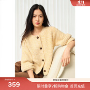 伊芙麗（eifini）蔣欣代言圓領(lǐng)慵懶粗線針織開衫外套秋季新款舒適百搭通勤女上衣 黃色 M 160/85CM108斤-120斤